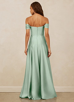 Christian Siriano Bridal for Azazie 1002 Robes de demoiselle d'honneur Robe Trapèze Convertible en Satin extensible Épaule décolletée Agave image6