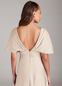 Azazie Pamela Bridesmaid Dresses White Alabaster A-Line Pleated Stretch Satin Dress image6