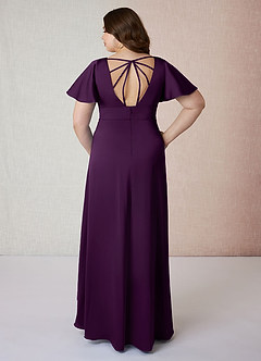 Azazie Lani Vestidos de madrinha de casamento Vestir Uva de Cetim elástico de Linha A com Plissado image8