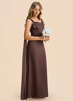 Azazie Chelsea Junior Ganache Sheath Pleated Stretch Satin Dress image6