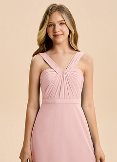 Azazie Allie Junior Powder Pink A-Line Pleated Chiffon Dress image6
