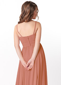 Azazie Astrid Junior MAI TAI A-Line Floral Chiffon Dress image4