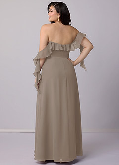 Barbie ♥ Azazie Bridesmaid Dresses Taupe A-Line Off the Shoulder Chiffon Convertible Dress image12