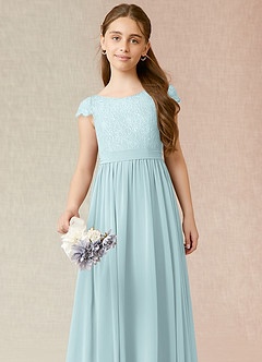 Azazie Silvermist Junior Mist A-Line Pleated Chiffon Dress image6