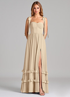 Azazie Anastacia 신부 들러리 드레스 A라인 스윗하트 네크라인 쉬폰 바닥 길이 드레스 image6