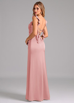 Azazie Jessamine Suknie dla druhen Osłona Gorset Satyna elastyczna Do ziemi Sukienka image2