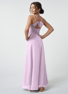 Azazie Avelina Junior Frosted Lilac A-Line Pleated Chiffon Dress image5