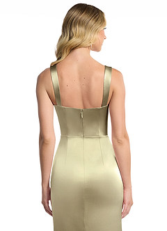 Azazie Alexis Final Sale Dusty Sage Sheath Sweetheart Neckline Metallic Satin Dress image5