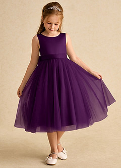 Azazie Winnie vestidos de niña de las flores Vestido de Uva de Tul de Princesa con Lazo image2