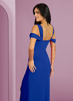 Barbie ♥ Azazie Brautjungfernkleider A-Linie Schulterfrei Chiffon Kleid Königsblau image2