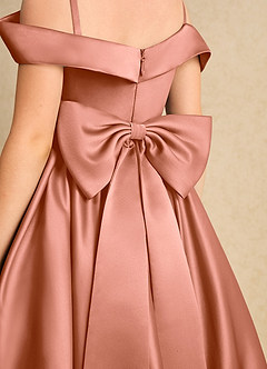 Azazie Favia Flower Girl Dresses MAI TAI A-Line Off the Shoulder Matte Satin Dress image7