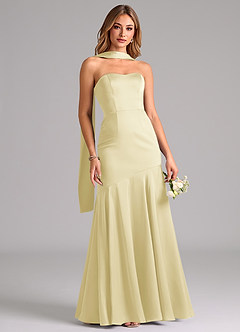Azazie Shiloh Bridesmaid Dresses Lemon Sorbet Mermaid Strapless Stretch Satin Convertible Dress image5