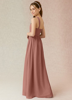 Azazie Jiya Junior Cedar Rose A-Line Pleated Chiffon Dress image3
