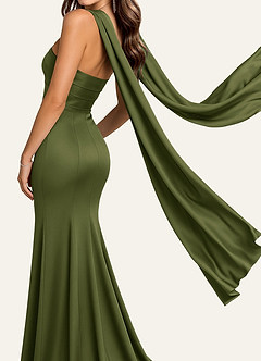 front Azazie Écharpe en satin extensible de couleur assortie