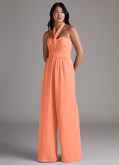 Azazie Lamara Bridesmaid Dresses Sunset Off the Shoulder Chiffon Convertible Jumpsuit image8
