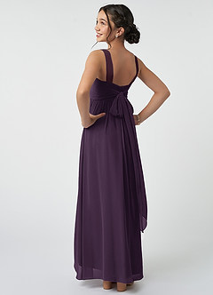 Azazie Kora Junior Plum A-Line Pleated Chiffon Dress image4
