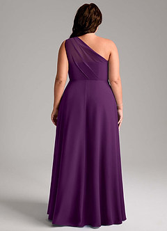 Azazie Phaedra Bridesmaid Dresses Grape A-Line One Shoulder Chiffon Dress image2