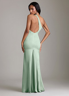 Azazie Voni Abiti da Damigella Abito Sirena in Raso Elasticizzato Monospalla Agave image2