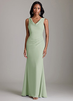Azazie Linelle Bridesmaid Dresses Dusty Sage Mermaid Pleated Chiffon Dress image5