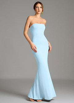 Azazie Shaniya Bridesmaid Dresses Sky Blue Mermaid Strapless Premium Stretch Jersey Dress image3