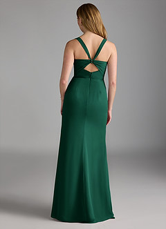 Azazie Mero Bridesmaid Dresses Emerald Sheath Pleated Chiffon Dress image3