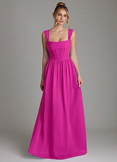 Azazie Caterina Bridesmaid Dresses Fuchsia A-Line Corset Chiffon Dress image4