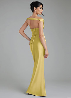 Azazie Stella Bridesmaid Dresses Canary Sheath Corset Stretch Satin Convertible Dress image3