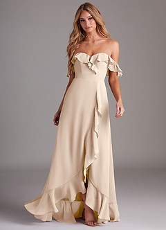 Azazie Lyra Bridesmaid Dresses White Alabaster A-Line Chiffon Convertible Dress image4
