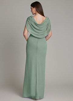 Azazie Hadley Robes de demoiselle d'honneur Robe Sirène en Mousseline de soie Plissée Sauge D'argent image1