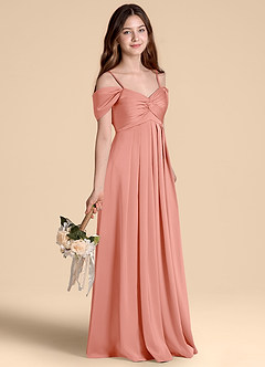 Azazie Kaitlynn Junior Klä av A-Line i Stretch Satin Av axeln image5