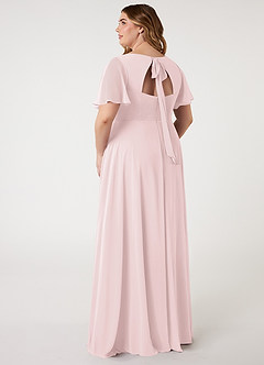 Azazie Kimber Bridesmaid Dresses Blushing Pink A-Line Flounce Sleeve Chiffon Dress image7
