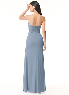 Azazie Darria Abiti da Damigella Abito Convertibile Tubino in Chiffon Elasticizzato Scollo quadrato pieghettato Blu Polveroso image3