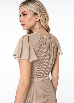 Azazie Kara Modest Bridesmaid Dresses A-Line Pleated Chiffon Floor-Length Dress image6