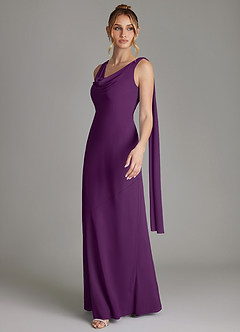 Azazie Essence Bridesmaid Dresses Grape Sheath Chiffon Dress image4