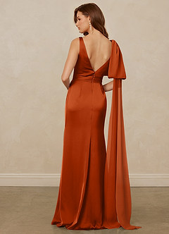 Christian Siriano Bridal for Azazie 1011 Bridesmaid Dresses Burnt Orange Mermaid Bow Stretch Satin Dress image2