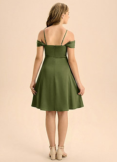 Azazie Anselie Junior A-Line Plisseret Stræk satin Mini Junior brudepige Kjole image2