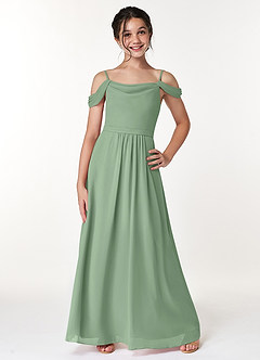 Azazie Alivia Junior Amethyst A-Line Off the Shoulder Chiffon Dress image1