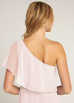 Azazie Lizzy Vestidos de damas de honor Vestido de Pétalo De Rosa de Gasa de Corte en A con Hombro unilateral image3