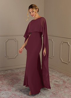 Azazie Dion Mother of the Bride Dresses Cabernet Sheath Scoop Stretch Crepe Dress image3