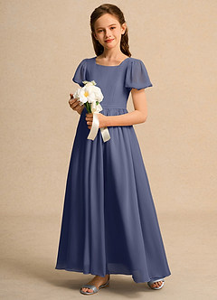Azazie Joss Flower Girl Dresses Stormy A-Line with Sleeves Chiffon Dress image11
