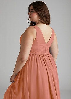 Azazie Yetta Brautjungfernkleider für Schwangere A-Linie V-Hals Versammelt Chiffon Bodenlänge Kleid image12