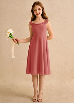 Azazie Pup Girls Formal Sukienki dla dziewczynek sypiących kwiaty Linia A Plisowana Szyfon Długość do kolan Sukienka image5