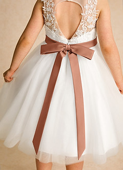 Azazie Lettie Flower Girl Dresses Ivory Bronzer Ball-Gown Lace Dress image5