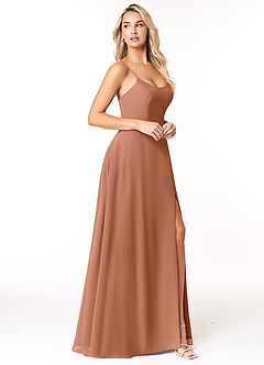 Azazie Moira Bridesmaid Dresses Bronzer A-Line Scoop Chiffon Dress image4