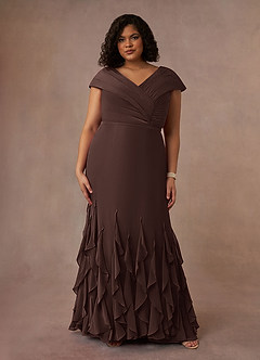 Azazie Bailora Mother of the Bride Dresses Ganache Mermaid Ruched Chiffon Dress image6
