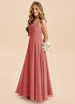 Azazie Gia Junior A-Linie Plissee Chiffon Kleid Antike Rose image1