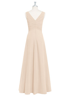 Azazie Flora Brautjungfernkleider A-Linie Plissee Chiffon Kleid Alabaster Weiß image8
