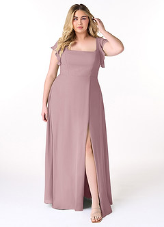 Azazie Bondi Bridesmaid Dresses Dusty Rose A-Line Ruffled Chiffon Dress image7