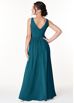 Azazie Sawyer Junior Ink Blue A-Line Pleated Chiffon Dress image2