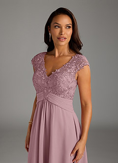 Azazie Irmeli Mother of the Bride Dresses Dusty Rose A-Line Lace Chiffon Dress image8